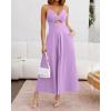 imageBTFBM Women 2026 Spaghetti Strap Midi Summer Dresses Sleeveless V Neck Cutout Slit Casual Beach Party Maxi Dress PocketsLight Purple