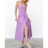 imageBTFBM Women 2026 Spaghetti Strap Midi Summer Dresses Sleeveless V Neck Cutout Slit Casual Beach Party Maxi Dress PocketsLight Purple
