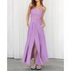 imageBTFBM Women 2026 Spaghetti Strap Midi Summer Dresses Sleeveless V Neck Cutout Slit Casual Beach Party Maxi Dress PocketsLight Purple