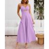 imageBTFBM Women 2026 Spaghetti Strap Midi Summer Dresses Sleeveless V Neck Cutout Slit Casual Beach Party Maxi Dress PocketsLight Purple