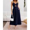 imageBTFBM Women 2026 Spaghetti Strap Midi Summer Dresses Sleeveless V Neck Cutout Slit Casual Beach Party Maxi Dress PocketsNavy