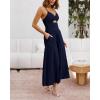 imageBTFBM Women 2026 Spaghetti Strap Midi Summer Dresses Sleeveless V Neck Cutout Slit Casual Beach Party Maxi Dress PocketsNavy