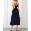 imageBTFBM Women 2026 Spaghetti Strap Midi Summer Dresses Sleeveless V Neck Cutout Slit Casual Beach Party Maxi Dress PocketsNavy