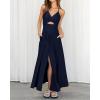 imageBTFBM Women 2026 Spaghetti Strap Midi Summer Dresses Sleeveless V Neck Cutout Slit Casual Beach Party Maxi Dress PocketsNavy