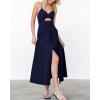 imageBTFBM Women 2026 Spaghetti Strap Midi Summer Dresses Sleeveless V Neck Cutout Slit Casual Beach Party Maxi Dress PocketsNavy
