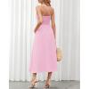 imageBTFBM Women 2026 Spaghetti Strap Midi Summer Dresses Sleeveless V Neck Cutout Slit Casual Beach Party Maxi Dress PocketsPink