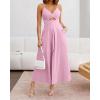 imageBTFBM Women 2026 Spaghetti Strap Midi Summer Dresses Sleeveless V Neck Cutout Slit Casual Beach Party Maxi Dress PocketsPink