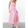 imageBTFBM Women 2026 Spaghetti Strap Midi Summer Dresses Sleeveless V Neck Cutout Slit Casual Beach Party Maxi Dress PocketsPink