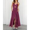 imageBTFBM Women 2026 Spaghetti Strap Midi Summer Dresses Sleeveless V Neck Cutout Slit Casual Beach Party Maxi Dress PocketsPurple