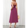 imageBTFBM Women 2026 Spaghetti Strap Midi Summer Dresses Sleeveless V Neck Cutout Slit Casual Beach Party Maxi Dress PocketsPurple