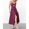 imageBTFBM Women 2026 Spaghetti Strap Midi Summer Dresses Sleeveless V Neck Cutout Slit Casual Beach Party Maxi Dress PocketsPurple
