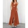 imageBTFBM Women 2026 Spaghetti Strap Midi Summer Dresses Sleeveless V Neck Cutout Slit Casual Beach Party Maxi Dress PocketsRust Red