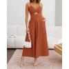 imageBTFBM Women 2026 Spaghetti Strap Midi Summer Dresses Sleeveless V Neck Cutout Slit Casual Beach Party Maxi Dress PocketsRust Red