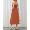 imageBTFBM Women 2026 Spaghetti Strap Midi Summer Dresses Sleeveless V Neck Cutout Slit Casual Beach Party Maxi Dress PocketsRust Red