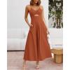 imageBTFBM Women 2026 Spaghetti Strap Midi Summer Dresses Sleeveless V Neck Cutout Slit Casual Beach Party Maxi Dress PocketsRust Red