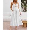imageBTFBM Women 2026 Spaghetti Strap Midi Summer Dresses Sleeveless V Neck Cutout Slit Casual Beach Party Maxi Dress PocketsWhite