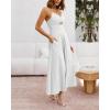 imageBTFBM Women 2026 Spaghetti Strap Midi Summer Dresses Sleeveless V Neck Cutout Slit Casual Beach Party Maxi Dress PocketsWhite