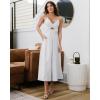 imageBTFBM Women 2026 Spaghetti Strap Midi Summer Dresses Sleeveless V Neck Cutout Slit Casual Beach Party Maxi Dress PocketsWhite