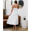 imageBTFBM Women 2026 Spaghetti Strap Midi Summer Dresses Sleeveless V Neck Cutout Slit Casual Beach Party Maxi Dress PocketsWhite