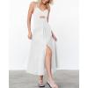 imageBTFBM Women 2026 Spaghetti Strap Midi Summer Dresses Sleeveless V Neck Cutout Slit Casual Beach Party Maxi Dress PocketsWhite