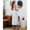 imageBTFBM Women 2026 Spaghetti Strap Midi Summer Dresses Sleeveless V Neck Cutout Slit Casual Beach Party Maxi Dress PocketsWhite