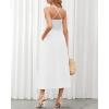 imageBTFBM Women 2026 Spaghetti Strap Midi Summer Dresses Sleeveless V Neck Cutout Slit Casual Beach Party Maxi Dress PocketsWhite