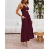 imageBTFBM Women 2026 Spaghetti Strap Midi Summer Dresses Sleeveless V Neck Cutout Slit Casual Beach Party Maxi Dress PocketsWine Red