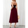 imageBTFBM Women 2026 Spaghetti Strap Midi Summer Dresses Sleeveless V Neck Cutout Slit Casual Beach Party Maxi Dress PocketsWine Red