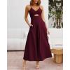 imageBTFBM Women 2026 Spaghetti Strap Midi Summer Dresses Sleeveless V Neck Cutout Slit Casual Beach Party Maxi Dress PocketsWine Red