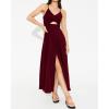 imageBTFBM Women 2026 Spaghetti Strap Midi Summer Dresses Sleeveless V Neck Cutout Slit Casual Beach Party Maxi Dress PocketsWine Red