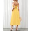 imageBTFBM Women 2026 Spaghetti Strap Midi Summer Dresses Sleeveless V Neck Cutout Slit Casual Beach Party Maxi Dress PocketsYellow