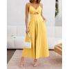 imageBTFBM Women 2026 Spaghetti Strap Midi Summer Dresses Sleeveless V Neck Cutout Slit Casual Beach Party Maxi Dress PocketsYellow