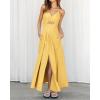 imageBTFBM Women 2026 Spaghetti Strap Midi Summer Dresses Sleeveless V Neck Cutout Slit Casual Beach Party Maxi Dress PocketsYellow