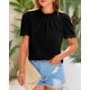 imageBTFBM Women Blouses Dressy Casual 2026 Summer Tops High Neck Lace Trim Short Sleeve Business Work Shirts Spring ClothesBlack