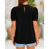 imageBTFBM Women Blouses Dressy Casual 2026 Summer Tops High Neck Lace Trim Short Sleeve Business Work Shirts Spring ClothesBlack
