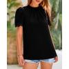imageBTFBM Women Blouses Dressy Casual 2026 Summer Tops High Neck Lace Trim Short Sleeve Business Work Shirts Spring ClothesBlack