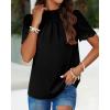 imageBTFBM Women Blouses Dressy Casual 2026 Summer Tops High Neck Lace Trim Short Sleeve Business Work Shirts Spring ClothesBlack