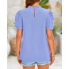 imageBTFBM Women Blouses Dressy Casual 2026 Summer Tops High Neck Lace Trim Short Sleeve Business Work Shirts Spring ClothesBlue