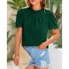 imageBTFBM Women Blouses Dressy Casual 2026 Summer Tops High Neck Lace Trim Short Sleeve Business Work Shirts Spring ClothesDark Green