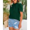 imageBTFBM Women Blouses Dressy Casual 2026 Summer Tops High Neck Lace Trim Short Sleeve Business Work Shirts Spring ClothesDark Green