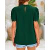 imageBTFBM Women Blouses Dressy Casual 2026 Summer Tops High Neck Lace Trim Short Sleeve Business Work Shirts Spring ClothesDark Green