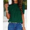 imageBTFBM Women Blouses Dressy Casual 2026 Summer Tops High Neck Lace Trim Short Sleeve Business Work Shirts Spring ClothesDark Green