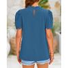 imageBTFBM Women Blouses Dressy Casual 2026 Summer Tops High Neck Lace Trim Short Sleeve Business Work Shirts Spring ClothesLake Blue