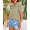 imageBTFBM Women Blouses Dressy Casual 2026 Summer Tops High Neck Lace Trim Short Sleeve Business Work Shirts Spring ClothesLight Green