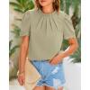 imageBTFBM Women Blouses Dressy Casual 2026 Summer Tops High Neck Lace Trim Short Sleeve Business Work Shirts Spring ClothesLight Green