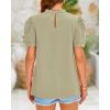 imageBTFBM Women Blouses Dressy Casual 2026 Summer Tops High Neck Lace Trim Short Sleeve Business Work Shirts Spring ClothesLight Green