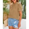 imageBTFBM Women Blouses Dressy Casual 2026 Summer Tops High Neck Lace Trim Short Sleeve Business Work Shirts Spring ClothesLight Khaki