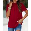 imageBTFBM Women Blouses Dressy Casual 2026 Summer Tops High Neck Lace Trim Short Sleeve Business Work Shirts Spring ClothesRed
