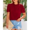 imageBTFBM Women Blouses Dressy Casual 2026 Summer Tops High Neck Lace Trim Short Sleeve Business Work Shirts Spring ClothesRed