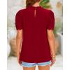 imageBTFBM Women Blouses Dressy Casual 2026 Summer Tops High Neck Lace Trim Short Sleeve Business Work Shirts Spring ClothesRed